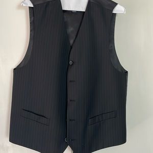 Black, Pinstriped Suit Vest. Size Large
